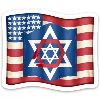 United States flag with a swastika symbol and star of david symbol on the flag sticker