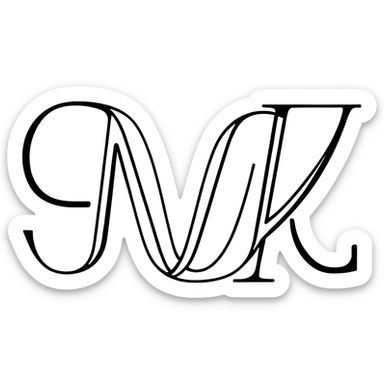 connected flowing BLK letters with silver outline, where all letters are joined together in one continuous design sticker