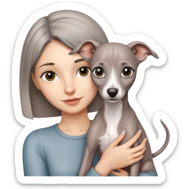 girl holding all grey Italian greyhound sticker