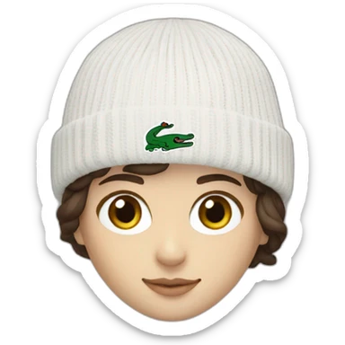 Brunette lacoste beanie with lacoste sticker