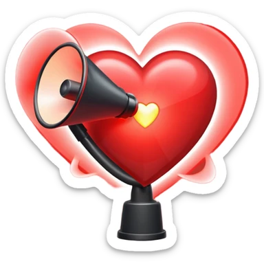 megaphone with a glowing heart coming out sticker