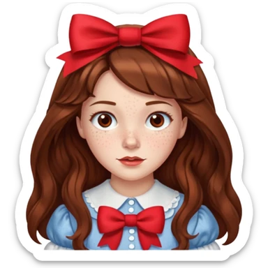 Dorothy Gale from the Wizard of Oz with long brown hair with red bow sticker