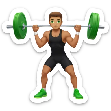 tanned guy green eyes black clothes green shoesclean and jerk exercise sticker