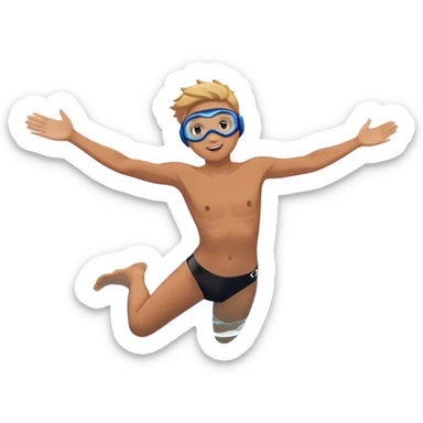 A young person leaps boldly into a sparkling pool named “Confidence,” arms wide, surrounded by skilled divers mid-air. Though less experienced, their fearless energy shines, symbolizing the courage to grow alongside greatness. sticker