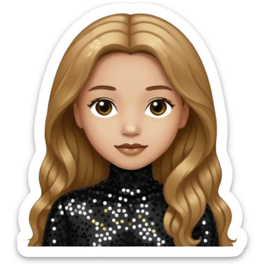 Head from Korn with long light brown hair, light skin, black sequin outfit sticker