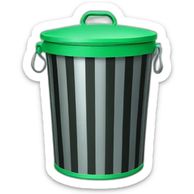 light Green Metal Trash Can With Green LID and Black Stripes sticker