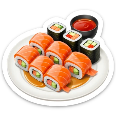 Sushi rolls with sauce restaurant style  sticker