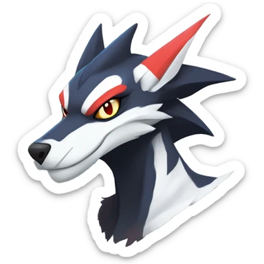 Black Cool Edgy Anthro Noivern-Nargacuga-Silvally-Sergal-Garchomp-Fakémon  with White and Red Edgy markings sticker