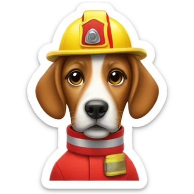dog wearing a fireman suit sticker