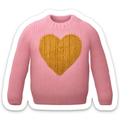 Knit pink sweater with golden heart design sticker