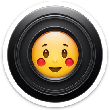 A round camera lens, apple emoji style, minimalist, with highlights, no faces sticker