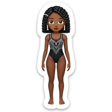 Women’s Black weaved tank top body suit with white beads sticker