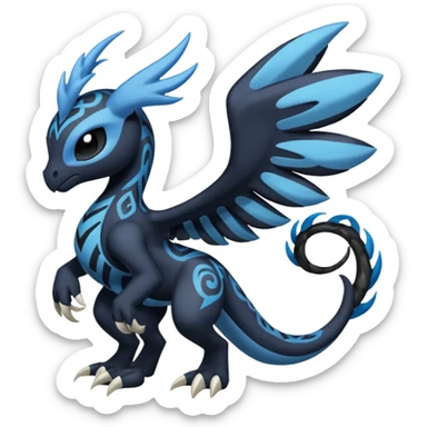Meloetta-Venom-Stitch-Zekrom-fusion, full body, tribal markings  sticker
