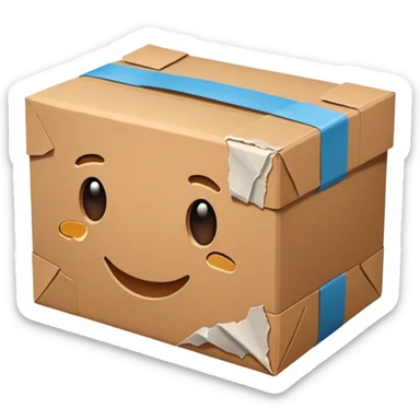 Generate a realistic emoji of a package being damaged sticker