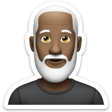 almost bald man, black white beard, on his iphone sticker