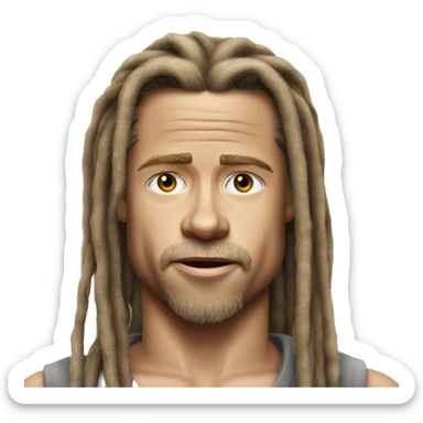 brad pitt with dreadlocks realistic sticker