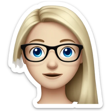 Pale skin girl with long brown hair and blue eyes in glasses  sticker