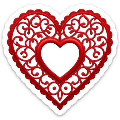 red lace heart sticker