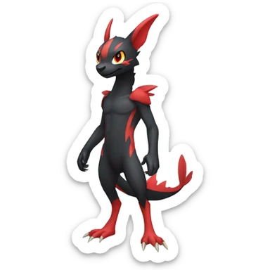 Cute cool black red nargacuga animal hybrid Fakemon full body sticker