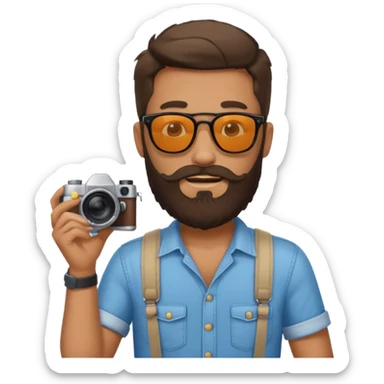 bearded fotographer with summer clothes and sun glasses sticker