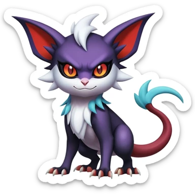 Edgy Cool Kawaii Litten-Noivern-Noibat-Absol-Pokémon Full Body sticker