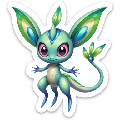 Colorful Shiny Painted Splashed Exotic Meloetta-Celebi-Palkia-Virizion-Venom-Stitch-Fakémon-creature-hybrid sticker