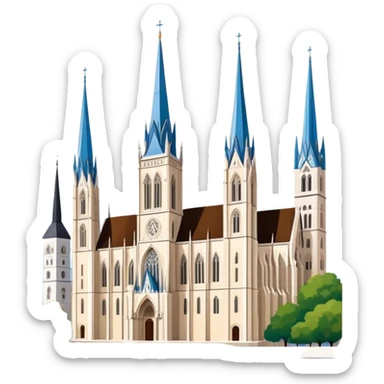Zagreb Cathedral Landmark Emoji – Depicting its Gothic architecture and twin spires. sticker