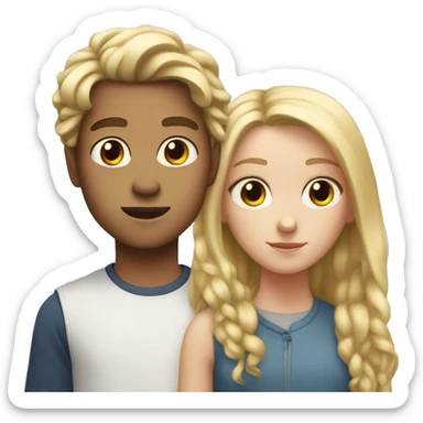 White teen boy 14, with girl-like standing next to his sister with long blond hair, 12 year old sticker