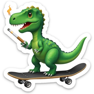 dinosaur on a skateboard smoking cigarettes sticker