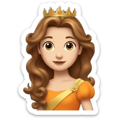 Princesse daisy with Brown hair an orange dress and à crown and long hair sticker