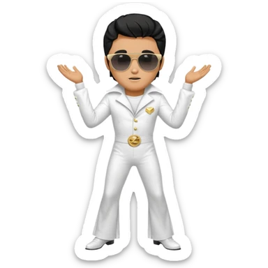 A boy with an Elvis Presley mask with sunglasses dressed as Elvis Presley sticker