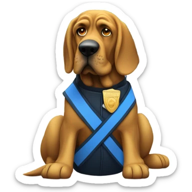 Gold and blue bloodhound as a policeman directing traffic.  sticker