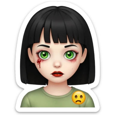girl zombie with black hair and short bangs emoji sticker