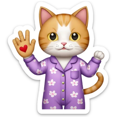 cat in pajamas holding a ‘NO’ sign sticker