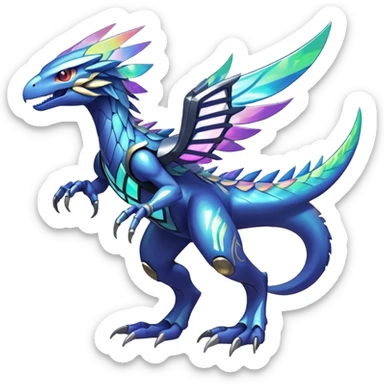 Shiny Futuristic Celestial Magical Ethereal Godly Divine Fakemon-Pokemon-Digimon-Spectrobes-Raptor-fusion, full body sticker