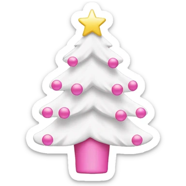 white christmas tree with pink ornaments and a pink star sticker