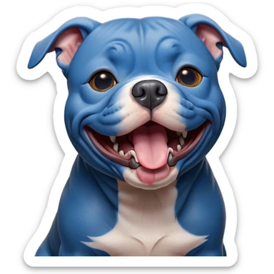 Cinematic Cute Yawning Blue Staffordshire Bull Terrier Portrait Emoji, Head tilted slightly with a dramatic, wide-open yawn, showcasing a smooth blue Fur with a refined texture, floppy ears slightly drooping, round dark eyes barely open in drowsy contentment, Simplified yet irresistibly adorable features, highly detailed, glowing with a soft, cozy glow, high shine, relaxed yet expressive, stylized with a touch of whimsy, bright and endearing, soft glowing outline, capturing the essence of a sleepy yet affectionate guardian, so drowsy it feels like it could stretch right out of the screen and curl up for a nap! sticker