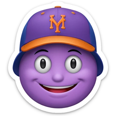 Purple smiley face with a Mets hat sticker