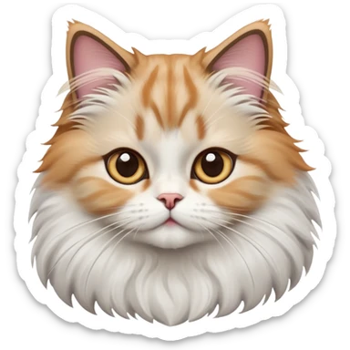 cinematic-adorable-big-eyed-fluffy-ragdoll-cat-portrait-emoji,-head-tilted-playfully-with-a-sweet-expression,-fluffy-white and grey-fur,-simplified-yet-irresistibly-cute-features-with-large,-expression, solid ginger persian cat sticker