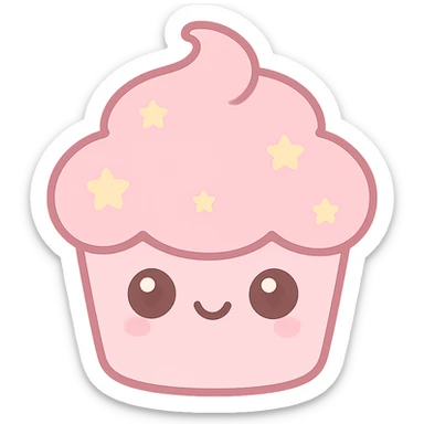 cute cupcake with pink icing kawaii style sticker