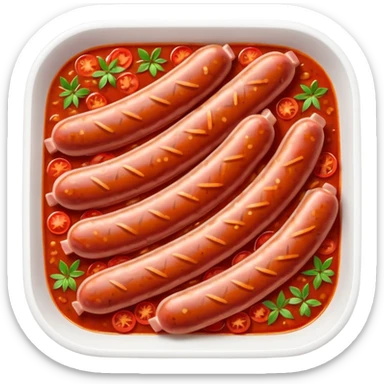 emoji of Rougail saucisse meal. Typical Reunion island meal consisted of Sliced sausage in tomato sauce (strong red color) with thym  sticker