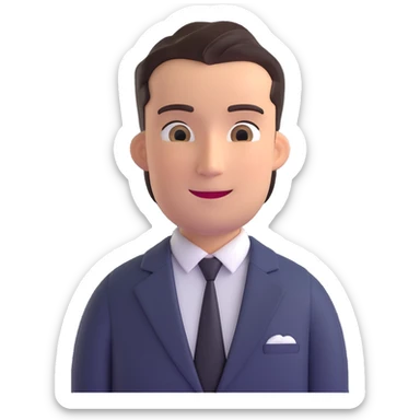 typical salesman wearing a suit with a friendly expression in 3D emoji style sticker