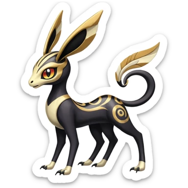  Egyptian Smooth Soft Glossy Tribal Exotic Colorful Tropical Meloetta-Venom-Heliolisk-Helioptile-Monster-Animal-Pokémon-Fakémon-fusion, full body, tribal markings  sticker