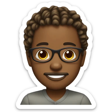 young african american with two-strand twists, glasses, and a baby goatee sticker