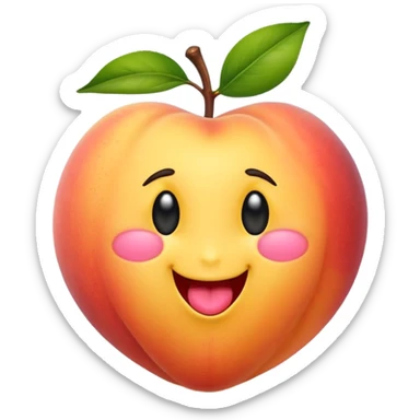A yellow peach with two legs and an emoji sticking its tongue out sticker