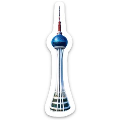 ​Cinematic Realistic N Seoul Tower, depicted in brilliant daylight as a slender, single-column tower rising from a modern cityscape, crowned by a sleek cylindrical observation deck offering panoramic views over Seoul, with crisp glass and steel surfaces reflecting clear blue skies and subtle architectural details that capture its futuristic elegance, sticker