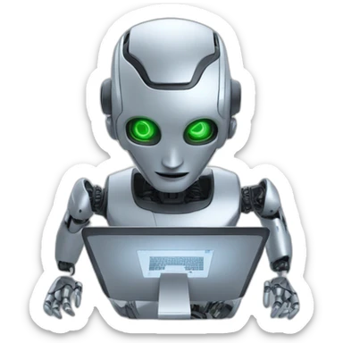 a robot on a pc trading  sticker
