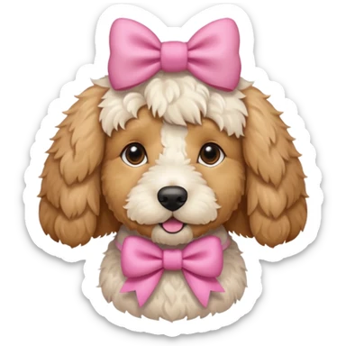 Cute Golden doodle with pink bow sticker