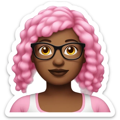 Plus size black woman with pink hair, a black mole, and colorful eyeglasses  sticker