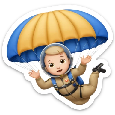 Skydiving baby with parachute and UFO sticker